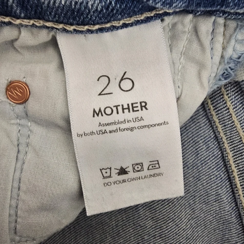 MOTHER The Insider‎ Crop Step Fray Flare High Blue Distressed Jeans 26 Preowned